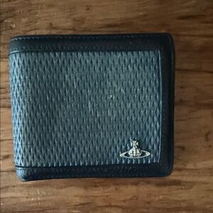 Vivienne Westwood Black Textured Leather Wallet with Orb Accent